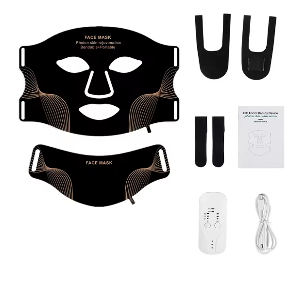Face and Neck Mask LED Silicone Mask Black